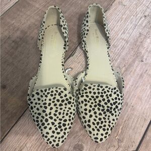 Isaac Mizrahi Cream and Black Leopard-Print D'Orsay Flats